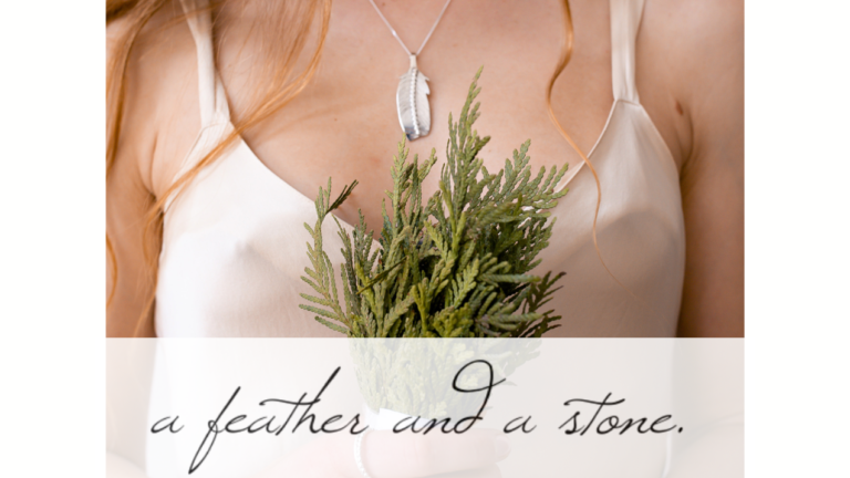 A feather and a stone jewellery design